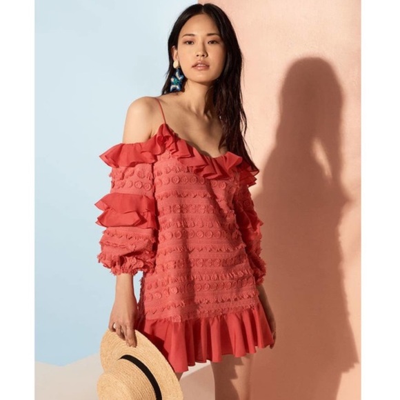 ALEXIS Pink Embroidered Calypso Mini Dress Size: M - Picture 3 of 6